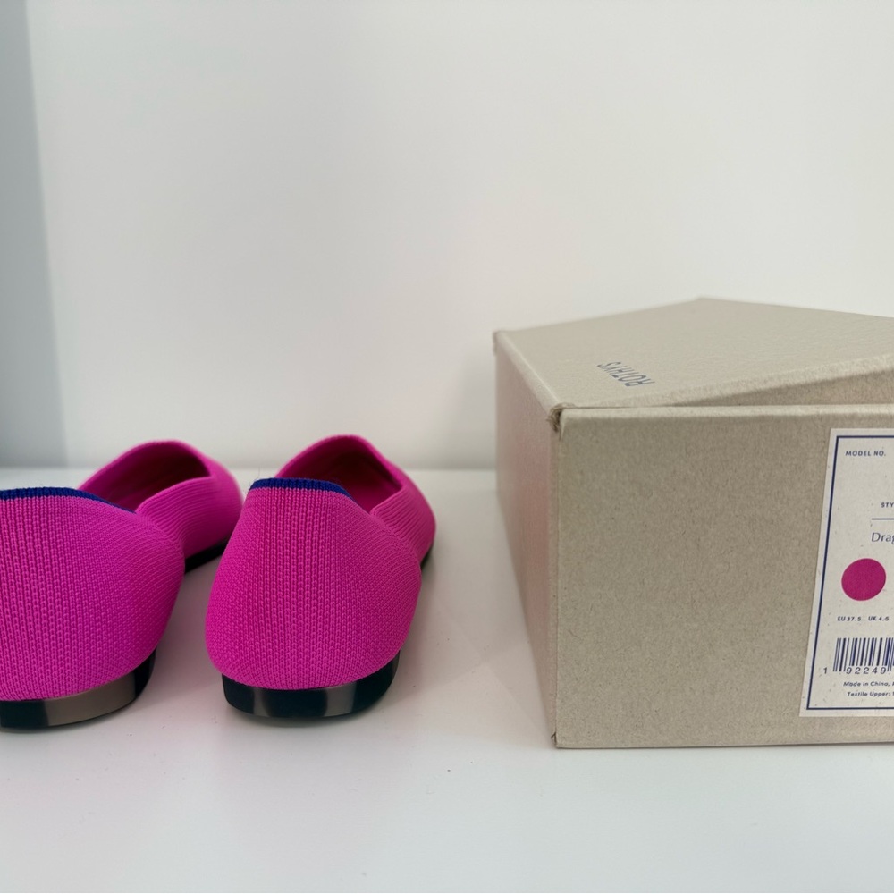 Rothy's ‘The Point’ Limited Edition Bright Pink Pointed Toe Flats - Picture 6 of 8